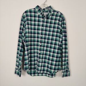 Old Navy Everyday Shirt Men's Plaid Button Down Shirt Green White Size XL Cotton